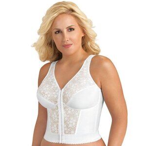 Exquisite Form Fully Front Close Wire-free Longline Posture Lace Bra - White 40D